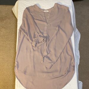 Pleione Tan V-Neck Blouse